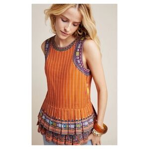 NWOT Anthropologie Tanvi Kedia Joya Sleeveless Top In Bronze Size Small